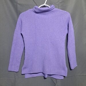 Bartolini SMALL Wool Cashmere Turtleneck Sweater‎ Purple Ribbed Made in Italy